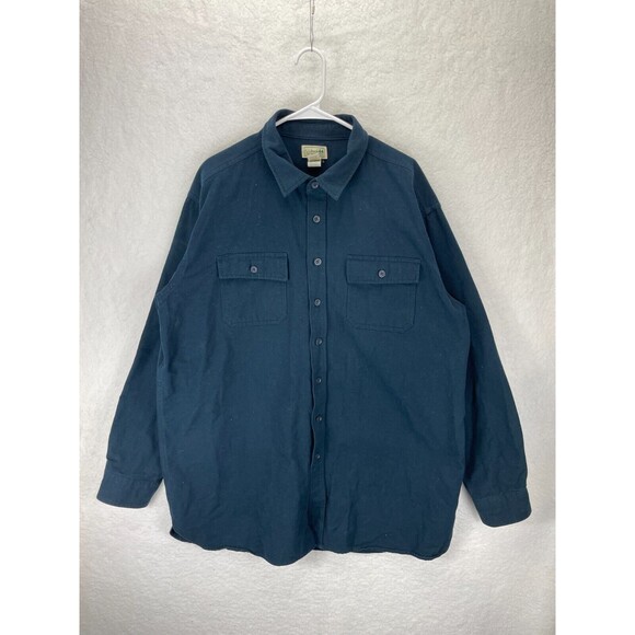 Vintage L.L.Bean Flannel Shirt Men’s Size XXL Blue Plaid Button Down Cotton - Picture 1 of 7
